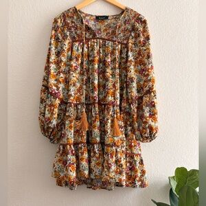 Kourt Tunic Mini Dress Floral Multicolor Loose Fit Combo small  Reg $128